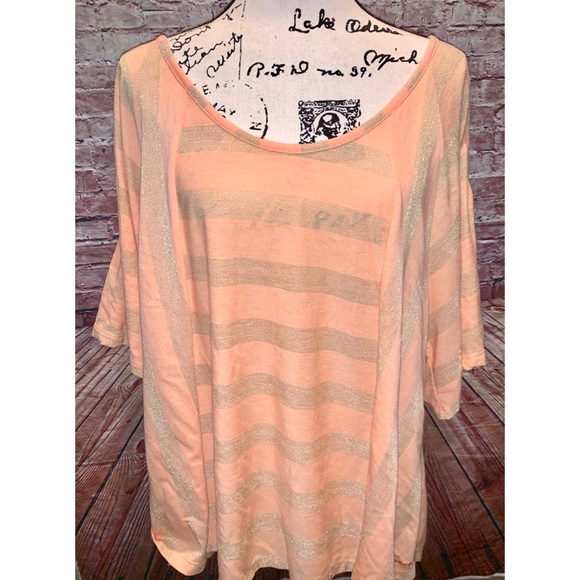 Seven7 Tops - Seven7 | orange gold striped cold shoulder